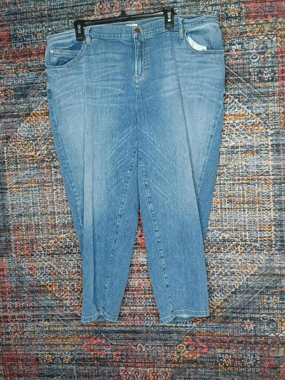 Eileen Fisher womens medium distressed stretch Organic crop jeans 20W EUC
